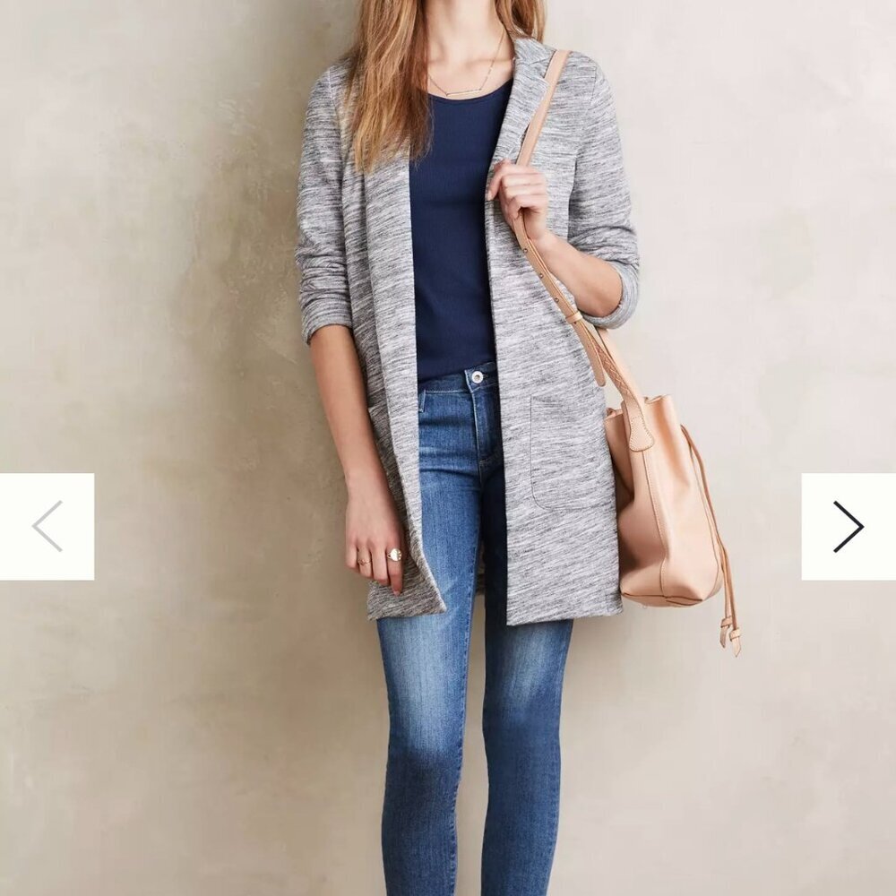 Saturday Sunday Anthropologie Gray Knit Blazer Cardigan Soft Minimalist Cozy L
